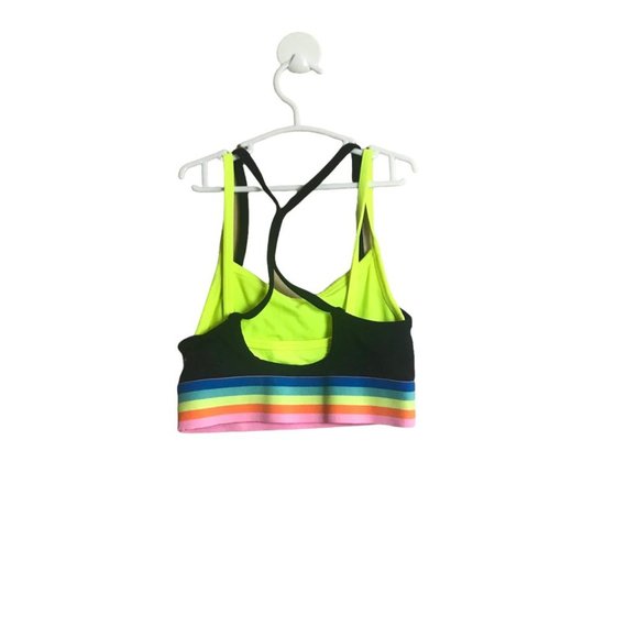 Fabletics Sports Bra Women XXS Rainbow Band Double Strap Elastic Band - Picture 2 of 3